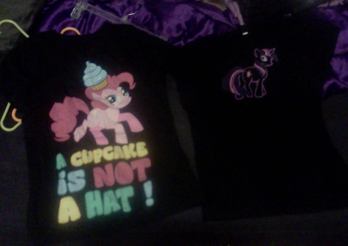 I was going through my wardrobe and setting aside some bags of stuff to drop off at Goodwill. Anyone want these shirts? Pinkie as well as my actual first pony shirt, hand painted by me! If anyone wants to comp me for shipping you can like, have these.