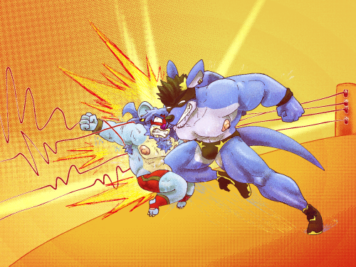 Comm For @honeyed_apple_2 On Twitterrr Of His Sona Gettin Absolutely SLAMMED In The Ring!