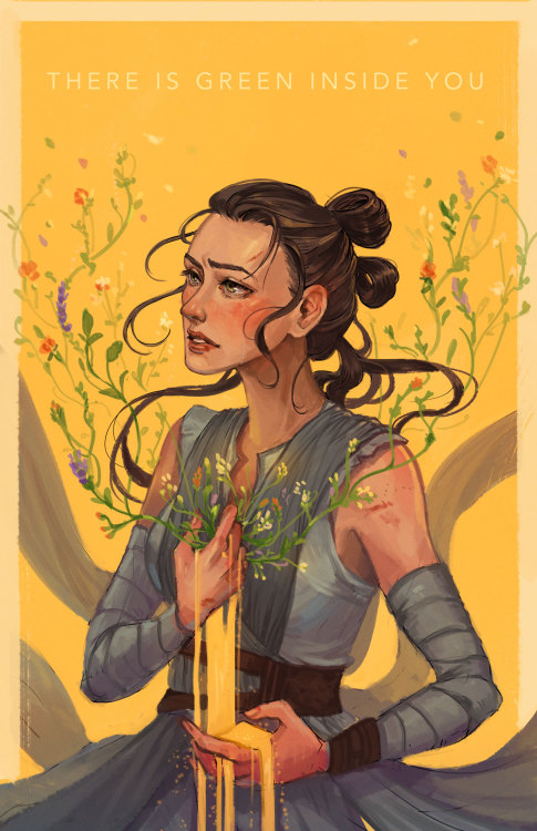leiaham: There is green inside you, desert child.  Fanart of Rey from Star Wars: The Force Awak