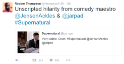 angelicbadass:  Ha! The Viagra-stealing was unscripted.  Go Jensen, go. 