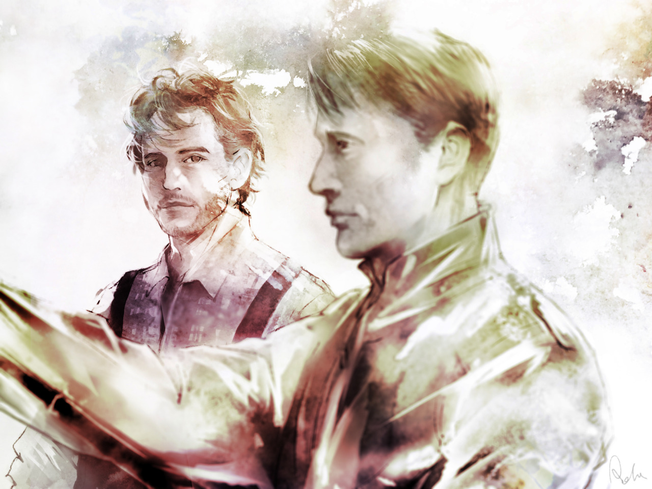 hanniwill:  I draw these images about Mads said Hannibal and Will they hide in somewhere