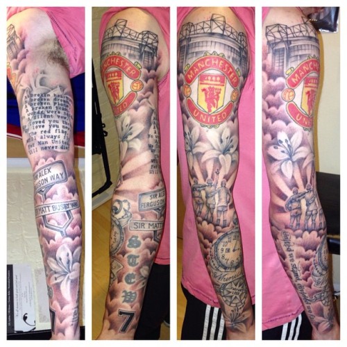 Bespoke Body Art — Finished up on Stewart's Manchester United sleeve...