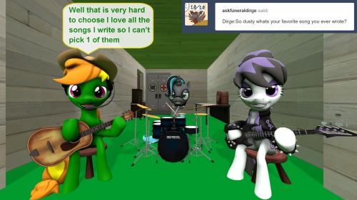 ask-the-out-buck-pony:Asked by@askfuneraldirge@rainbowfeatherreplies / Q99Guest@ask-melissa-and-the-band / d-azulrgbx3