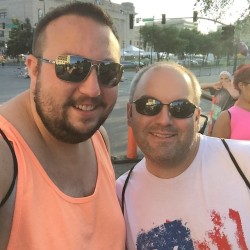 @mcjunmp and i waiting for the FroYo 5k to start. (at FroYo 5K)