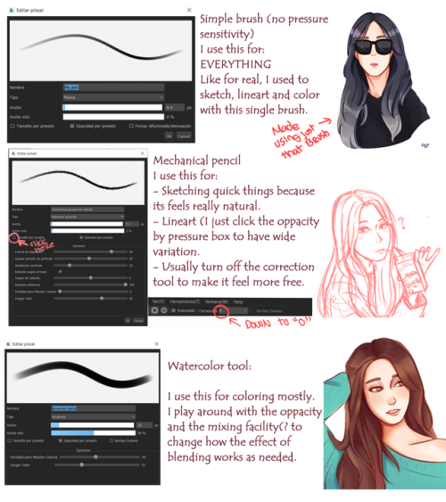 An anon asked me about what brushes I use for medibang so I tried to do a quick guide to the very ba