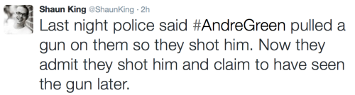 flawlessxqueen: hersheywrites: blackblocparty: Andre Green, 15 years old, was killed last night (Aug