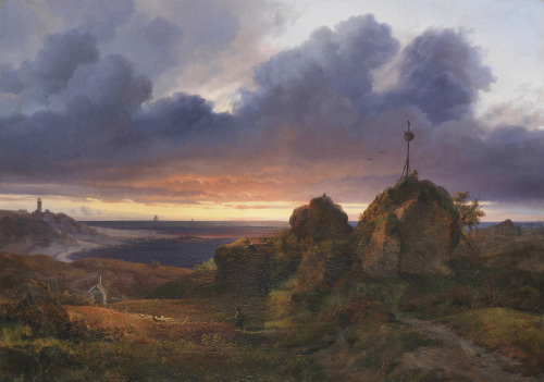 catonhottinroof:Louis Gurlitt (1812 - 1897)Abendliche Sicht auf den Kattegat bei Kullen, 1838