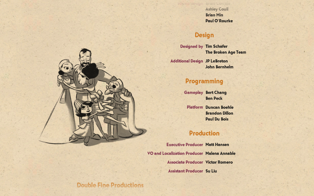 actually-bianca:  i love broken age credits so much    My dorks.My OTP.And their