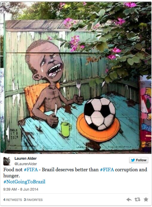 policymic:  World Cup protesters rally behind #NotGoingtoBrazil to air frustrations  Over the weekend, #NotGoingtoBrazil and #NoVoyABrasilPorque became populist hotbeds of anger and frustration at the Brazilian government. While these hashtags are certain