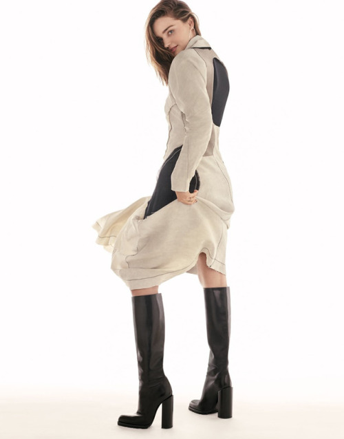 fashion-boots: Miranda Kerr wears Acne Studios dress and Jil Sander boots for The Edit September 201