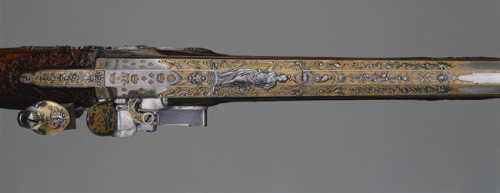 Beautiful flintlock hunting rifle produced at the French National Army at St. Etienne  1735. Barrel 