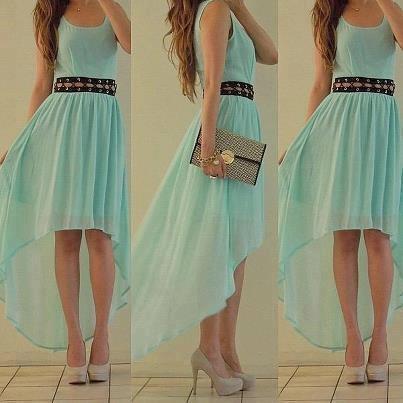 Aqua high low prom dresses