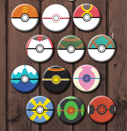 geek-studio:  Pokeball pins are now available at Geek Studio! You can get the full 24 set (and yes, I know I missed a couple) or you can choose the six that will hold your team!