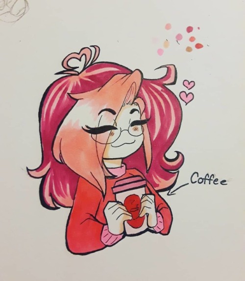 Coffee: my best friend☕❤  | | | | | | | #segagirl92 #doodle #copicmarkers #pinkmonochromatic #coffee