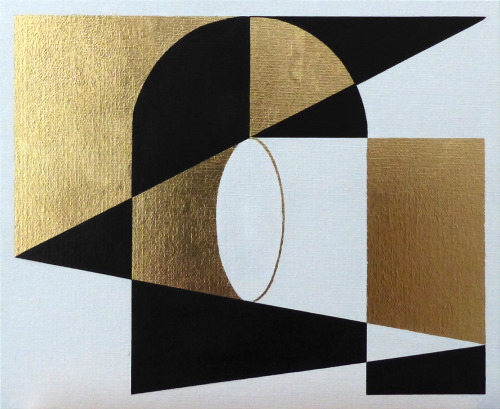 “Les Messages” Series - N°14, N°15, N°16. Ink, Gold Foil, Acrylic.