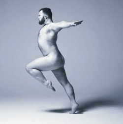 westtexblkman:                A naked, handsomely bearded Bear-stud.. rendered in a classical dance move…. 