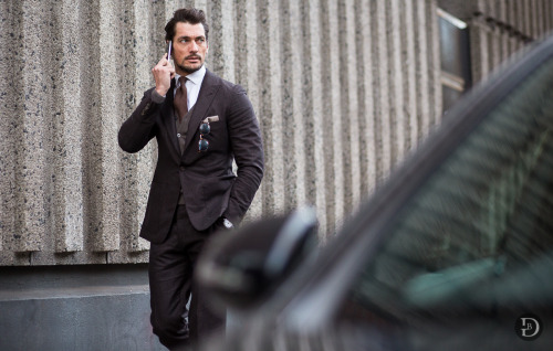 David Gandy in London with Samsung Galaxy S5. He Looks Perfect.