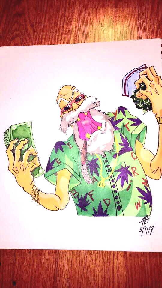 kingtaytheartist:  Throwback piece I call it OG trap Roshi   Just a black artist