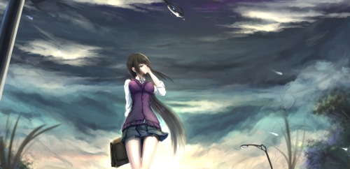 clouds kikivi long hair original sky | konachan.com - Konachan.com Anime Wallpapers