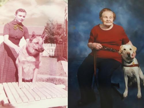 oldschoolpic: Guide Dogs Rule - My Mom with her first guide dog early 50’s and current guide dog. by