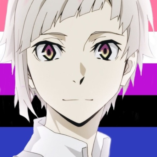 dazaipositive:  trans bsd icons for pride month!  —nonbinary Dazai, transfem Yosano, trans Chu