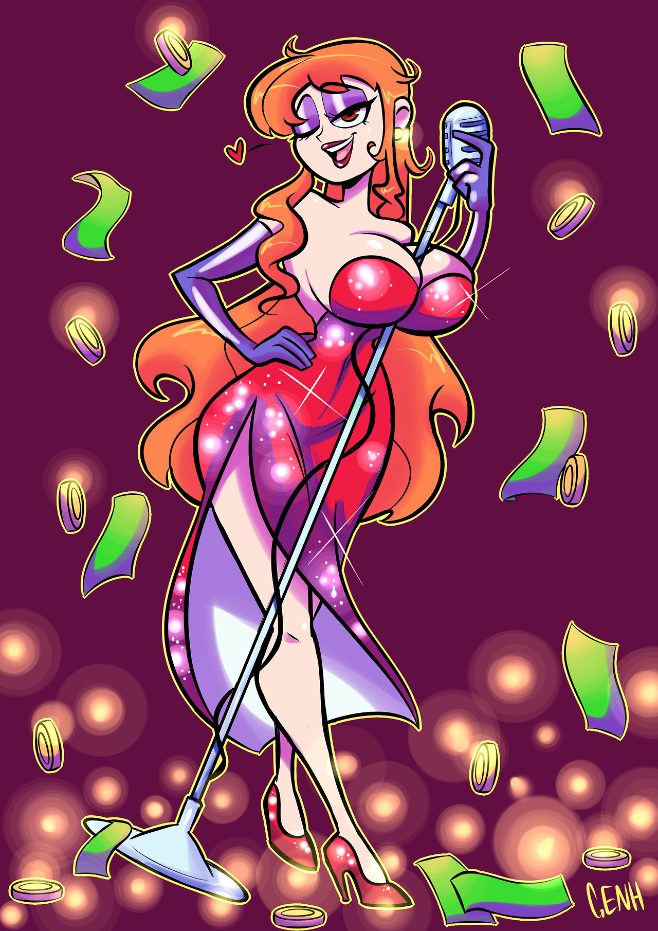 gray-eggs-n-ham:Commission for @javidluffy ! Nami dressed as Jessica rabbit at a