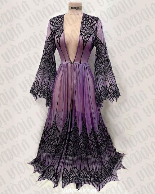 Purple gothic esmeralda, our classic esmeralda in mesh purple with black velvet details and pointed 