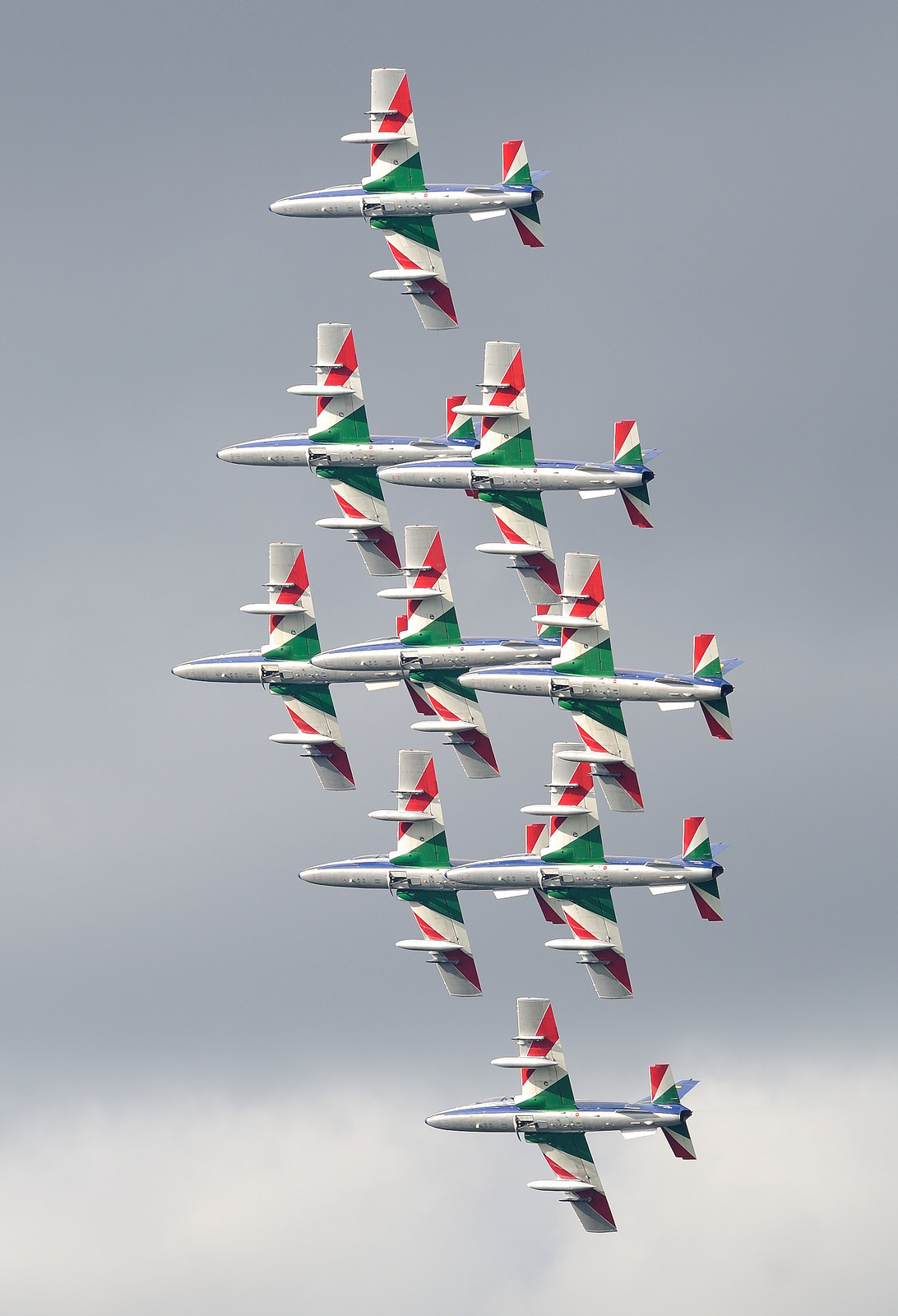 I haven’t featured the boys in red, white, and green in some time. I am of course talking about the Frecce Tricolori, Italy’s own military display team. Photo by Jez B.