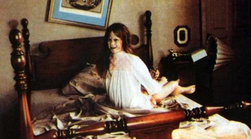 ghastlygrimgruesome: The famous scene in the horror film The Exorcist where Reagan spins her head al