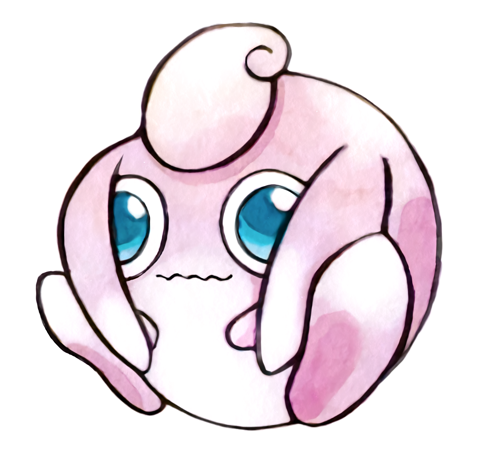 tristegay: hirespokemon: circa 1996, Wigglytuff by Ken Sugimori from the Jumbo Pokémon Carddass set. Enhanced from a scan. Might be a representation of the move   Defense Curl.  Aw, this is how I feel at family functions  