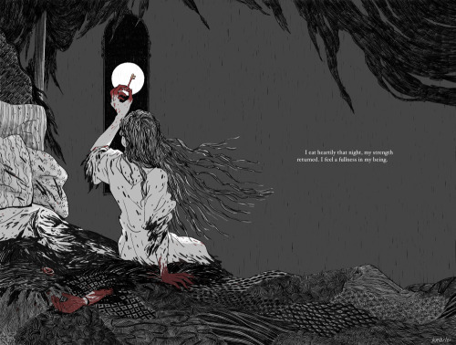 illustrations and mock book spreads for a short story i wrote, inspired by selkie folktales & ge