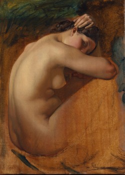 silenceforthesoul:    Henri Lehmann (1814-1882) - Study of a Female Nude   