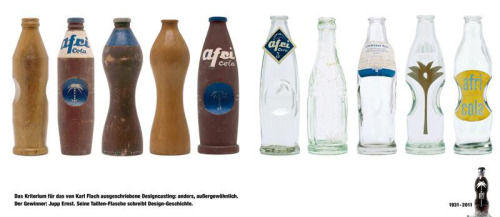 Jupp Ernst, Prototyp der Afri-Cola-Flasche | Prototype of the german Coke, 1962. Source: vombec
