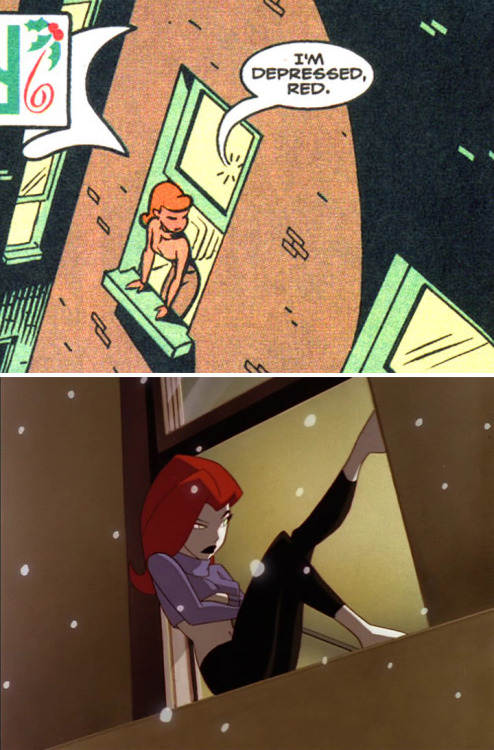 cooketimm:   The Harley and the Ivy (1995) & Holiday Knights (1997) comparison. Original story: Ronnie Del Carmen (and art), Paul Dini Director (TV Episode): Dan Riba See more pics (25+): https://vk.com/album-59766958_239589966   Fun Fact:  Ronnie