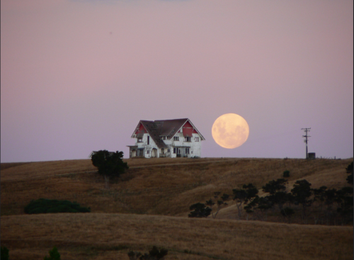 inferior:big ole house and big ole moon [Gladstone, Wairarapa, NZ]  by Brenda Anderson