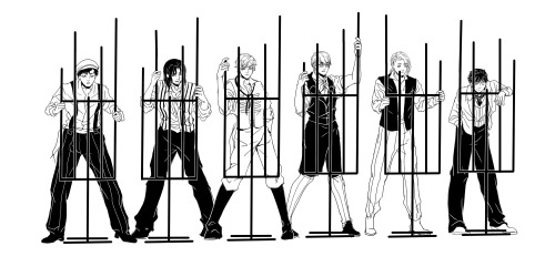 cou-fey-rac: dweebspace: doraestel: Cell block tango! Les Amis de l'ABC Feuilly-Grantaire-Enjolras-C