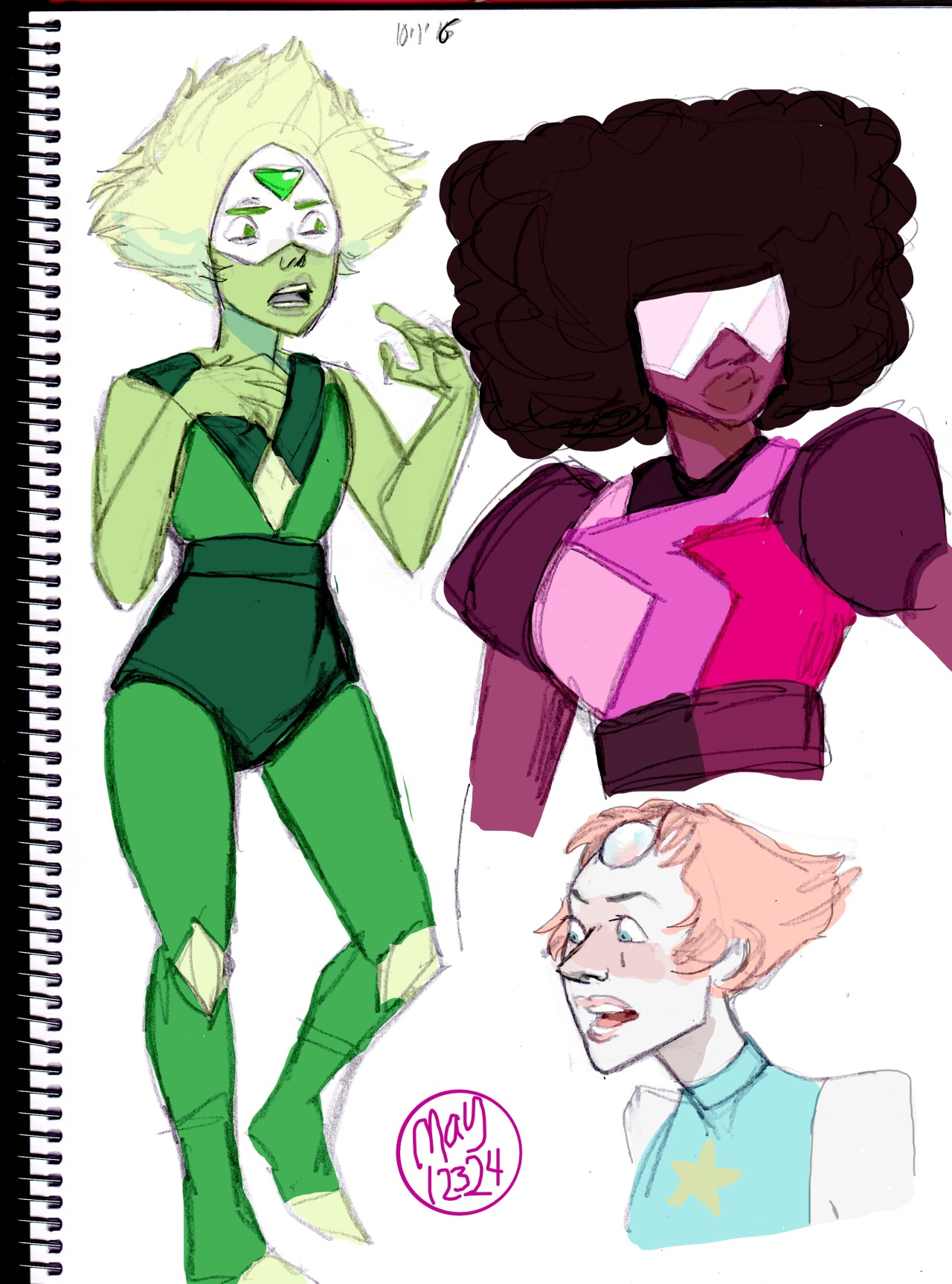 may12324:  Steven Universe sketches. The first picture is my interpretation of Blue