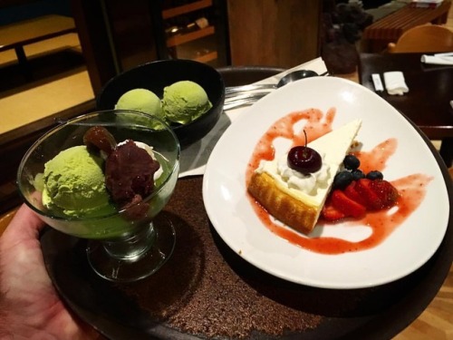 Green Tea Ice Cream, Momiji Cheesecake and Matcha Pudding. #japanesesweets #japanese #toronto #desse