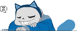 managurk: He’s sleepy. A small sprite animation of that kitty Sans picture. Took way too long and I did so many different tails before settling on this one. And it’s the most simple one of the lot…  It’s not great, but I’m still learning! I