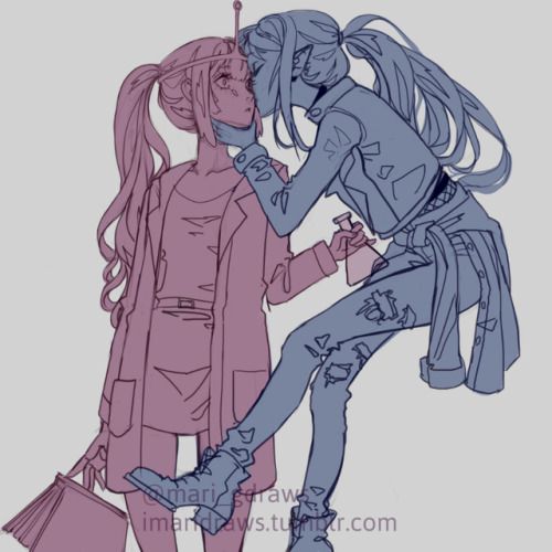 imaridraws:WIP of another drawing of Bubblegum and Marceline