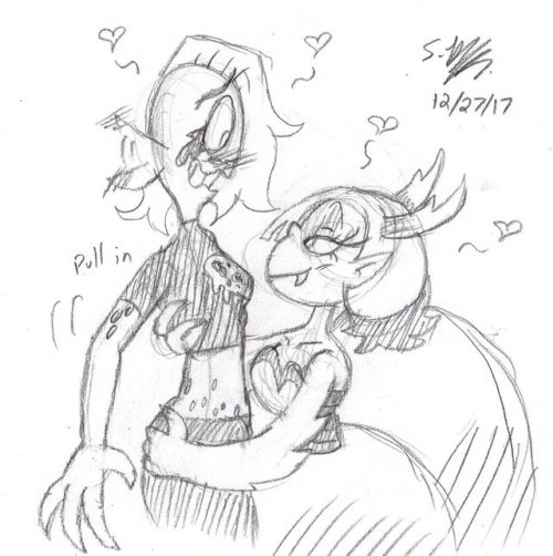 chillguydraws: thisbelongsto-nohbodys: Just a quick flirty Hekapoo with Dominator doodle for no reason.  Oh hey someone else had the same idea as me XD  waifus~ <3