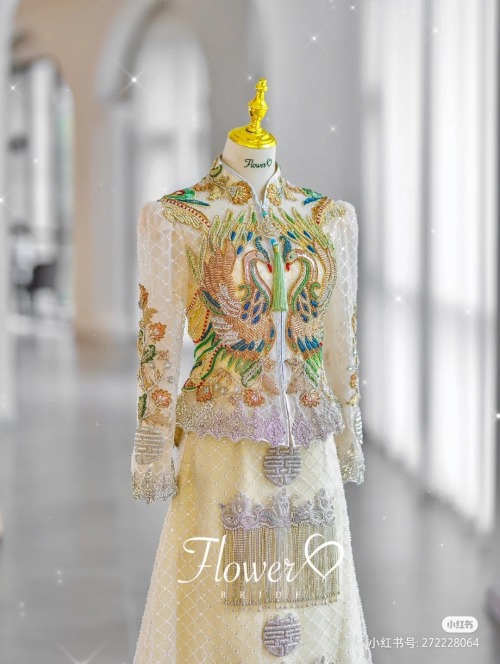 chinese style wedding dress by flower婚纱礼服馆