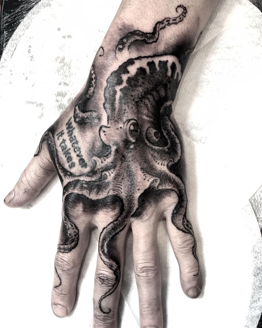 FrankeTat2  Free hand octopus  tattoo done today Very fun