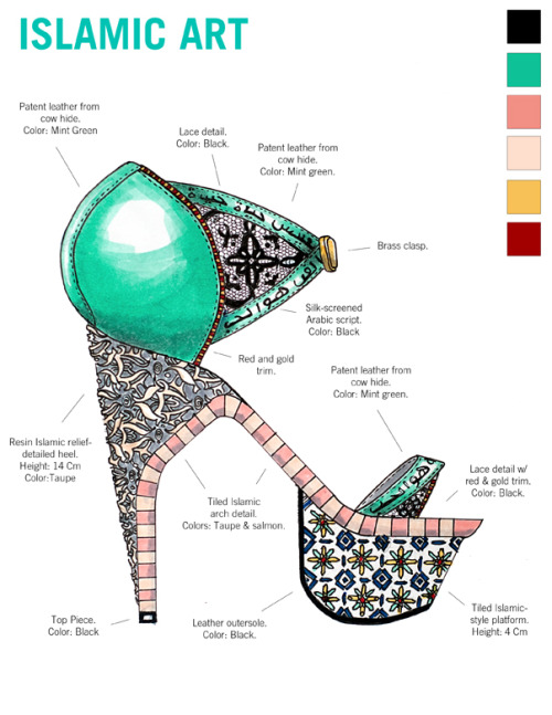 wannabescholar:futurelookingfine-arts:yungvermeer:A Walk Through Art History I designed these shoes with a unique goal in mind: to create a shoe as a summation of an entire culture’s art. Each shoe possesses design qualities, color palettes, and designs