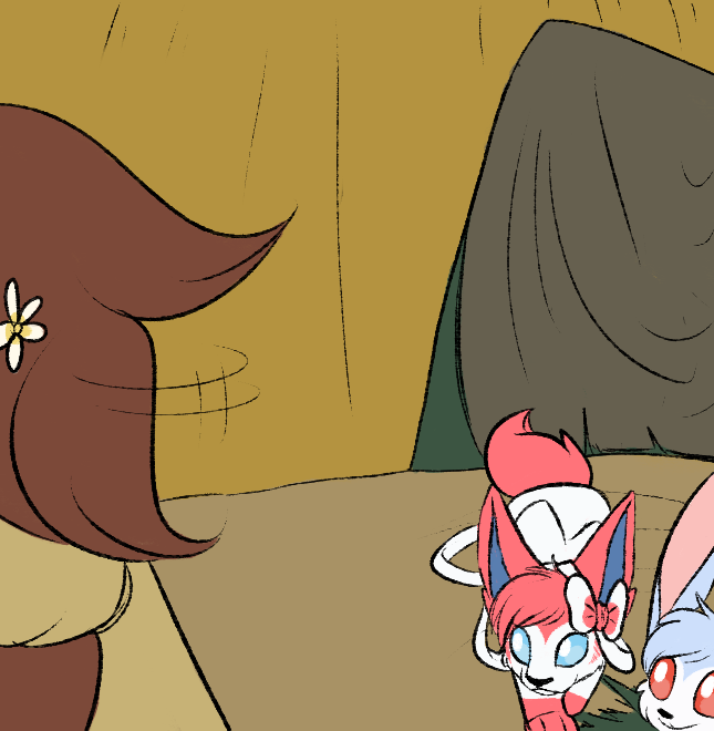 asktheshinysylveon:  Rubbing their sore noggins, the Sylveons apologized for the