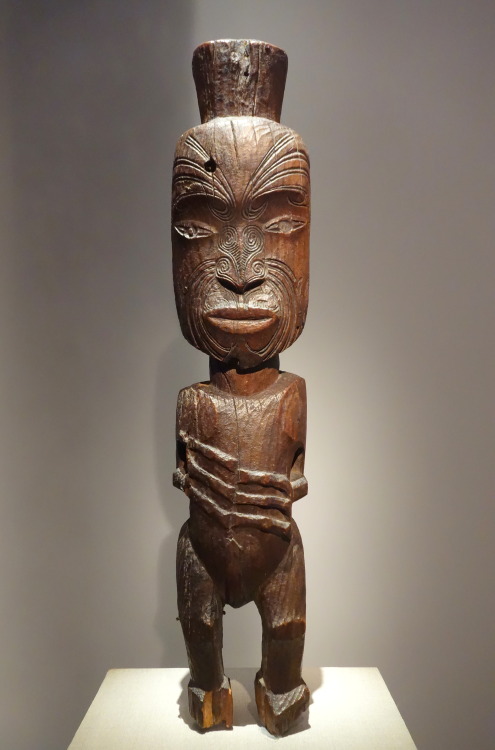 Wooden tekoteko (gable figure).  Carving from the Te Arawa branch of the Maori people, North Is