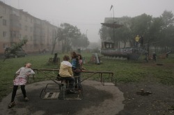 cynicallys:  ivoryunknown:  architectureofdoom:  Playground in Petropavlovsk-Kamchatsky, Russia, by Sergey Maximishin  Wow it actually looks kinda terrifying   it looks scary lets go