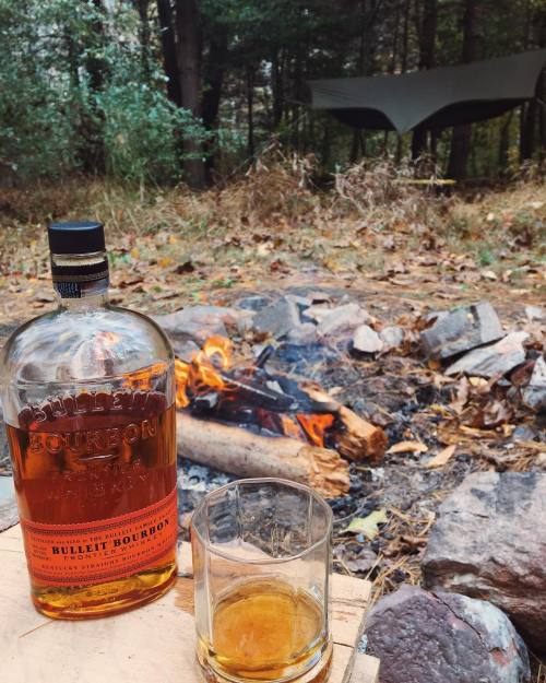 courageous-and-strong:From my camping trip the other weekend :D#campingessentials #bulleitbourbon #g