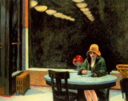 artist-hopper:  Automat, 1927, Edward HopperSize: 71.4x91.4 cmMedium: oil, canvas The 20th Century: The Modern World Rapidly Finding Ways To Be Alone Together.