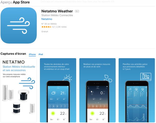 Station météo connectée individuelle de Netatmo